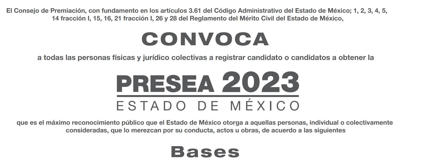  link de la Convocatoria "Presea 2023. Estado de México" en la página web de la institución.